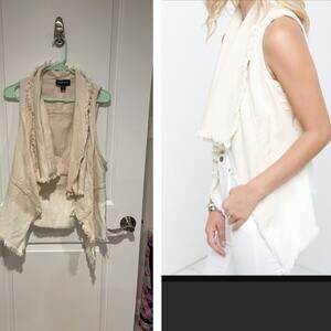 Fifteen twenty ombré cream draped cotton frayed vest medium